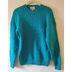 Vtg Lady Clansman Sweater Womens Teal Bermuda Scottish Shetland Wool Size L EUC